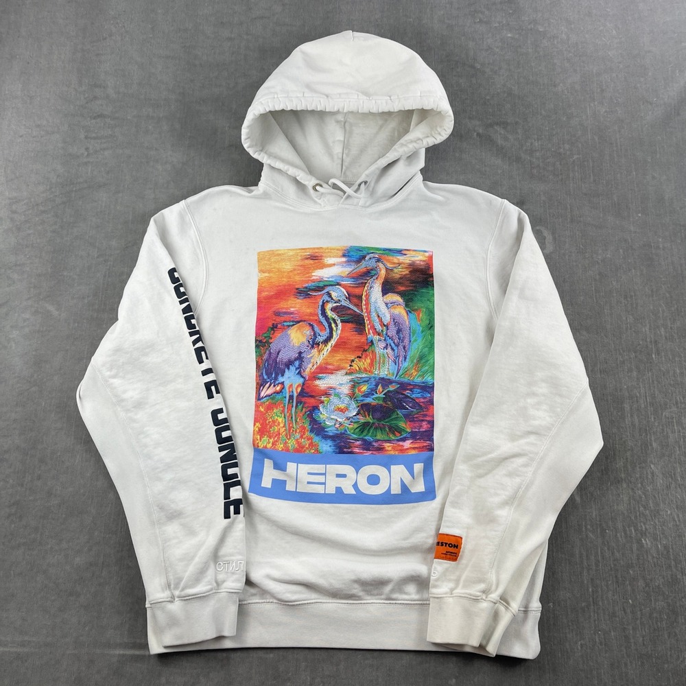 Heron Preston Men Small White Hoodie Concrete Jungle Graphic